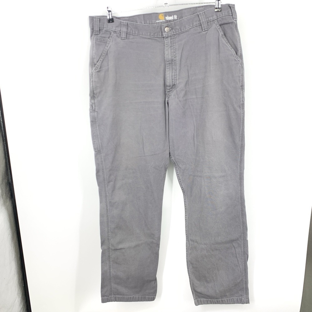 Carhartt Men Size 40‎ x 34 Pants Gray Relaxed Fit Straight Jeans Cotton Stretch